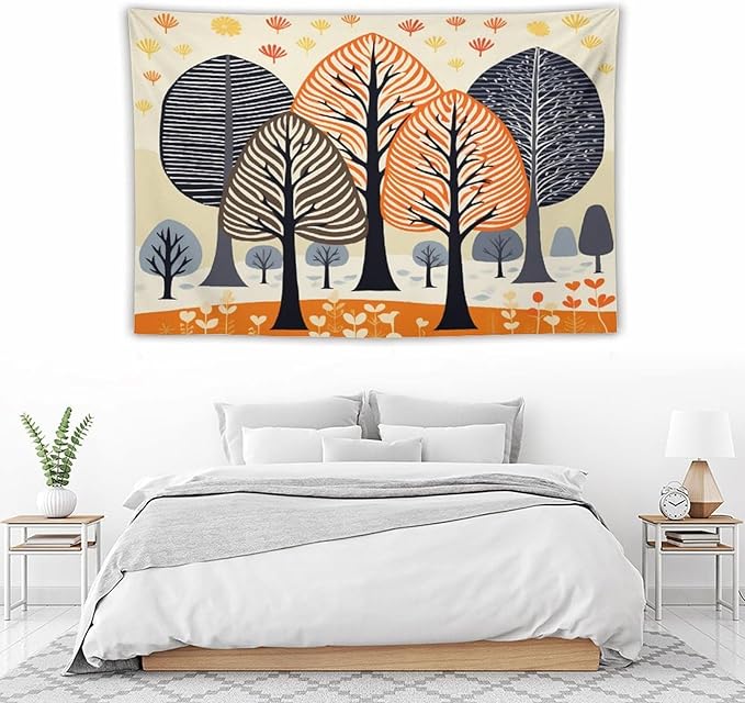 MaSiledy Tapestry Shabby Chic Trees Tapestry for Bedroom Aesthetic Rustic Autumn Tapestry As Wall Art Wall Hanging for Bedroom Landscape 40"x60" Holiday Scene Banner for Winter Christmas Party