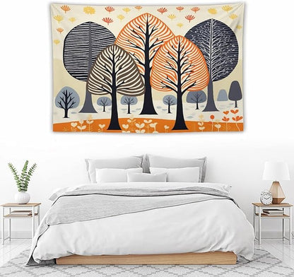 MaSiledy Tapestry Shabby Chic Trees Tapestry for Bedroom Aesthetic Rustic Autumn Tapestry As Wall Art Wall Hanging for Bedroom Landscape 40"x60" Holiday Scene Banner for Winter Christmas Party