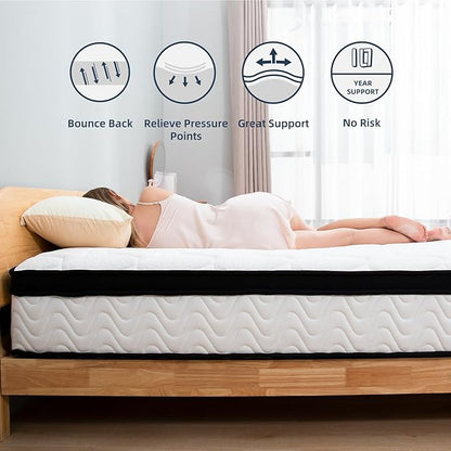 Full Size Mattress | 12 Inch Hybrid Mattresses Full in a Box | Medium Firm Memory Foam and Individual Pocket Springs | Fiberglass Free Bed Matress | Breathable | CertiPUR-US