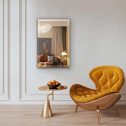 16"x20" Frameless Rectangle Wall Mirror with 1 inch Beveled Edge for Bathroom Vanity
