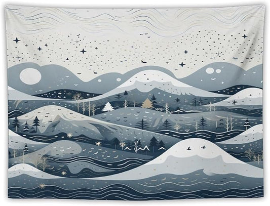 MaSiledy Snow Mountain Scandinavian Winter Tapastry's Wall Hanging Winter Holiday Tapestries for Bedroom Landscape Tapestry for Bedroom Colorful Wall Hanging Aesthetic Wall Art For Room Decor 30"x40"