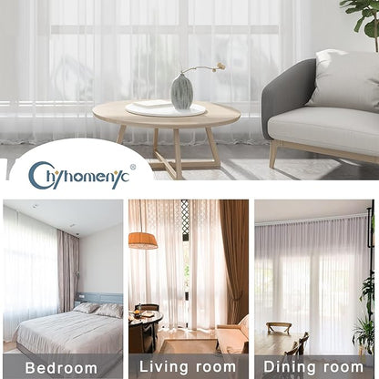 Chyhomenyc White Sheer Curtains 84 Inches Long 2 Panels, Light Filtering White Curtains for Living Room, Soft Gentle Voile Rod Pocket Bedroom Window Drapes, 59Wx84L Inch, 2PCS