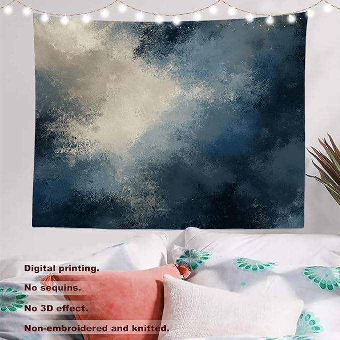Batmerry Muted Color Artwork Tapestry, Monochromatic Blend Artistic Overlay Wall Art Hanging Decoration Polyester Fiber White Ruffled Around for Dorm Room Bedroom Living Room, 39.1x59.1 inches