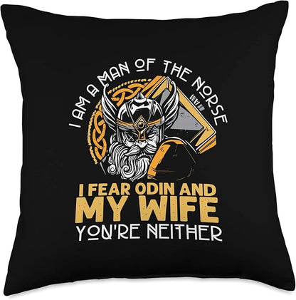 Nordic Country & Celtic Mythology Designs Viking Norway Norwegian Scandinavian Valhalla Funny Throw Pillow, 18x18, Multicolor