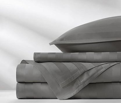 Queen Sheets by Pure Bamboo, Genuine 100% Organic Viscose Derived from Bamboo Bed Sheet Set, Luxuriously Soft & Cooling, Double Stitching, Lifetime Quality Promise (Queen, Jacquard Stone)