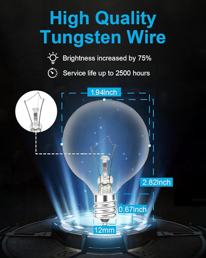 30 Watt G50 Wax Warmer Light Bulbs, Replacing Bulbs for Full Size Scentsy Warmers, E12 Base G16.5 Globe Clear Bulb for Candle Wax Warmer, Long Lifespan, 120 Volt (6 Pack)