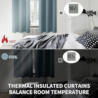 BGment Room Darkening Curtains 54 Inches Long - Grommet Thermal Insulated Drapes Window Treatment Curtains for Bedroom, 2 Panels, 52 x 54 Inch, Stone Blue