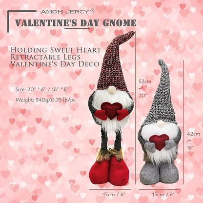 Valentine's Day Wedding Day Gnome Plush Decoration - Retractable Leg Table Ornament for Festive Home Party Decor Gift