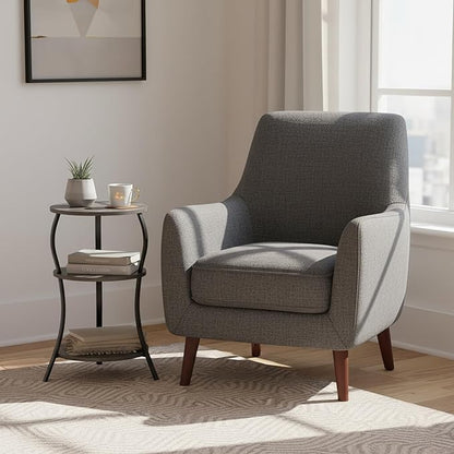 Vintage Small Round Side Table, 3-Tier Slim Waist Circular End Table with Storage Shelf, Compact Tea Sofa Side Table, Round Corner Coffee Table Nightstand for Living Room Bedroom Small Spaces,Grey