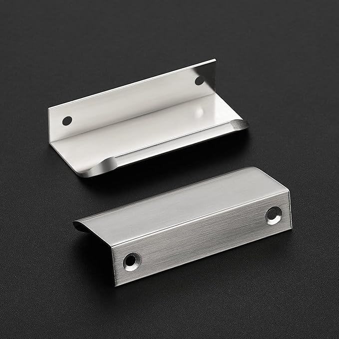 Ravinte Hardware 30 Pack Silver Cabinet Handles, 3.15 Inch (80mm) Finger Edge Pulls, 2-1/2 Inch Hole Center, Finger Pulls for Cabinets