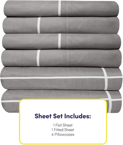 Full Size Bed Sheets - 6 Piece 1500 Supreme Collection Fine Brushed Microfiber Deep Pocket Full Sheet Set Bedding - 2 Extra Pillow Cases, Great Value, Full, Window Pane Gray
