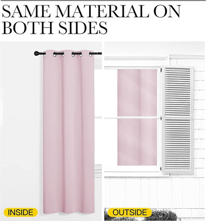 NICETOWN Blackout Curtain Panels for Girls Room, Nursery Essential Thermal Insulated Solid Grommet Top Blackout Drapes (Baby Pink=Lavender Pink, 1 Pair, 34 x 63 Inch)