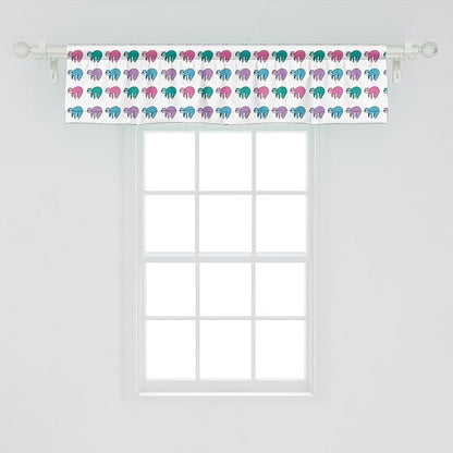 Ambesonne Funny Sloth Window Valance Pack of 2, Colorful Art Repeating Lazy Animal on Plain Backdrop, Rod Pocket Curtain Valances for Kitchen Bedroom, 42" X 12", Dark Seafoam Pink