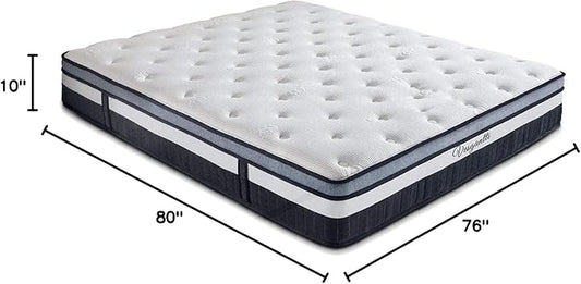 Vesgantti King Mattress 10 Inch Innerspring Multilayer Hybrid King Size Mattress - Ergonomic Design with Memory Foam and Pocket Spring Mattresses King Size - Box Top Series Medium Firm Feel