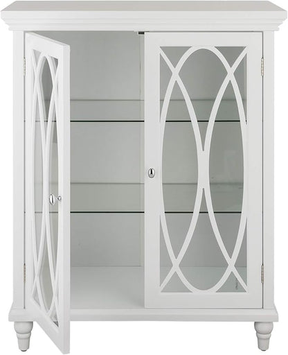 Teamson Home Florence 26 in. x 32 in. 2-Door Freestanding Wooden Floor Cabinet with Adjustable Shelves for Storage Solutions in Bathrooms, Kitchens, Laundry Rooms, Home Offices, White