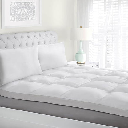 Superior Mattress Topper, Down Alternative, 2 Inch Deep Sized Bed Pillow Top, Comfort Pad, Fluffy Mattress-Topper Protector, Plush Cooling Extra Soft, Hotel Quality, All-Season, Twin XL, White