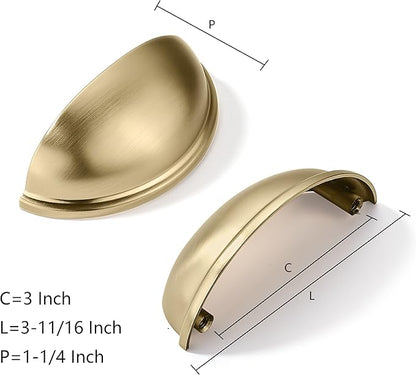 khtumeware 20 Pack 3" Drawer Pulls Champagne Bronze Cabinet Cup Pulls Kitchen Hardware Cabinet Handles Drawer Handles Knobs 3 inch Hole Center