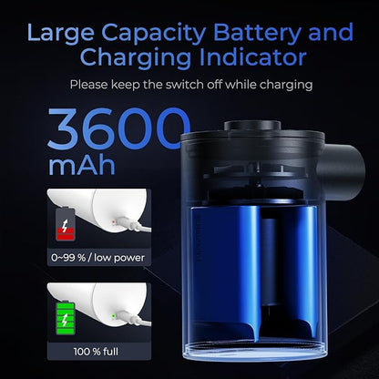 FLEXTAILGEAR MAX Pump Portable Air Pump with 3600mAH Battery USB Rechargeable Air Pump-Quick Inflate Deflate for Sleeping Pads, Air Mattress, Pool Toys, Floats, Swimming Ring, Air Bed (Green)