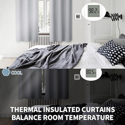 BGment Room Darkening Curtains for Bedroom - Grommet Thermal Insulated Window Treatments Light Blocking Curtains for Living Room, Each 55 x 69 Inch, Light Grey