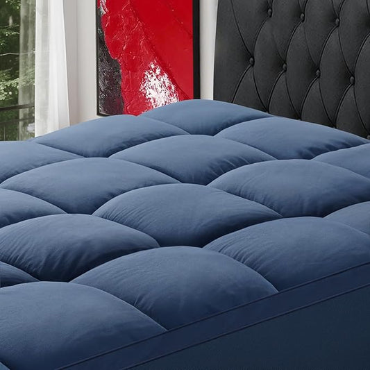 SOPAT Mattress Topper Twin XL Size Extra Thick Mattress Pad 8-21" Deep Pocket Soft Down Alternative Fill Mattress Protector Pillow Top Mattress Cover (39x80 Inches, Navy Blue)