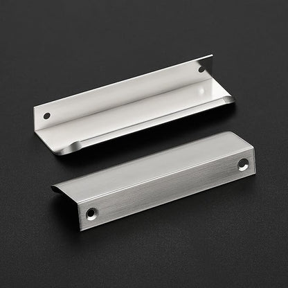Ravinte Hardware 12 Pack Silver Cabinet Handles, 4.75 Inch (120mm) Finger Edge Pulls, 3.75 Inch Hole Center, Finger Pulls for Cabinets