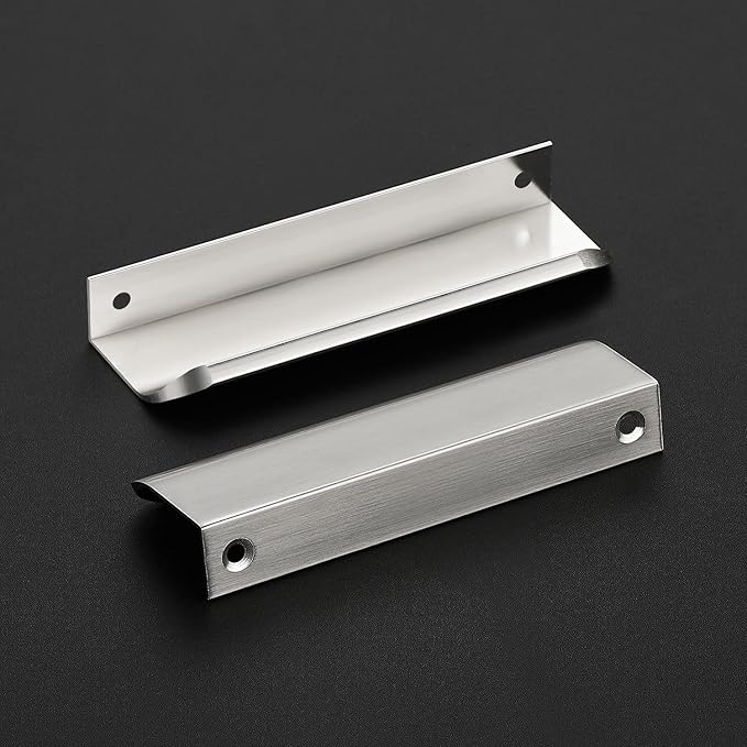 Ravinte Hardware 10 Pack Silver Cabinet Handles, 4.75 Inch (120mm) Finger Edge Pulls, 3.75 Inch Hole Center, Finger Pulls for Cabinets