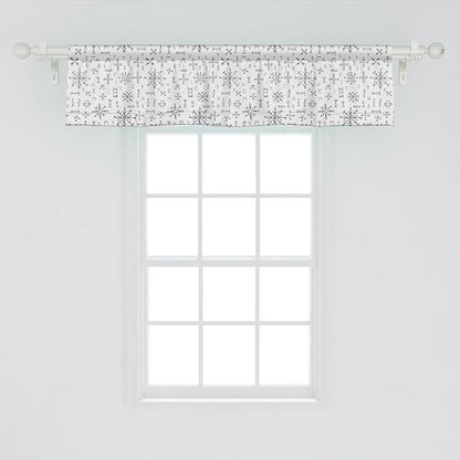 Ambesonne Nordic Window Valance, Viking Runes and Talismans Scandinavian Symbols with The Futhark Alphabet, Curtain Valance for Kitchen Bedroom Decor with Rod Pocket, 54" X 12", Dark Grey and White