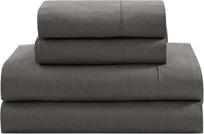 LANE LINEN 100% Organic Cotton Sheets King Size Machine Washable Fully Elasticized Soft & Comfy Mercerized Sustainably Produced All Season Eco Friendly Cotton Sheets sábanas King- Charcoal