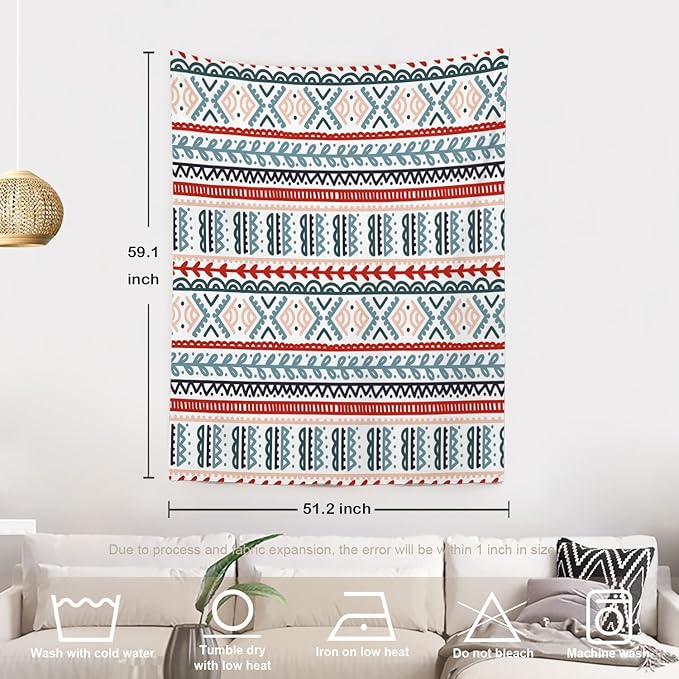 Batmerry Beige Abstract Stripe Tapestry, Wall Art Hanging Decoration Polyester Fiber White Ruffled Around for Dorm Room Bedroom Living Room, 59.1x51.2 inches