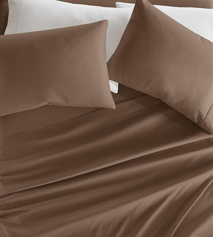 Linen Market Brushed Microfiber Queen Sheet Set 4 Piece – Oeko-TEX Certified Ultra Soft & Wrinkle-Free - 16" Deep Pocket Sheets - Easy Care Queen Size - Taupe