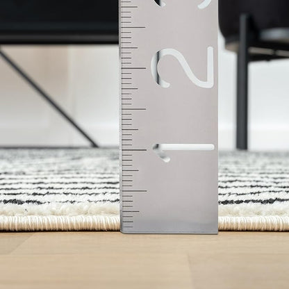 Abani Nuevo Collection Area Rug - Mid-Century Black and White Arch Knot Design - 8' x 10' - for Living Room, Bedroom & Office