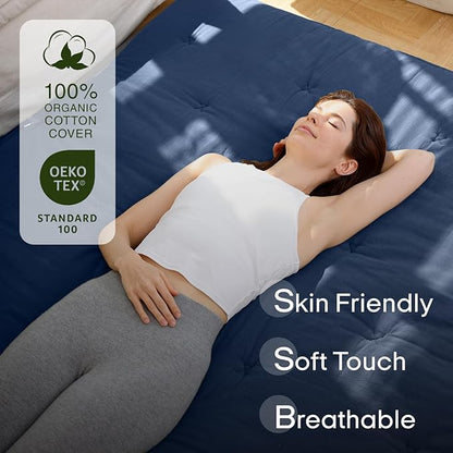 ZonLi Japanese Floor Futon Mattress King Size 80"x 76", 100% Cotton Cover 2.5'' Thicken Tatami Mattress, Foldable Sleeping Pad, Portable Dormitory Tatami Mat, Roll Up Floor Lounger Bed for Adult
