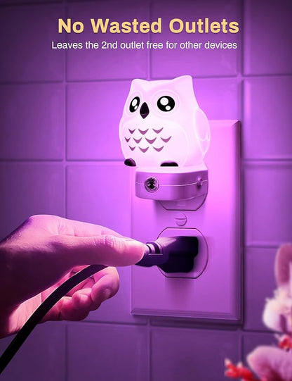 DORESshop Owl Night Lights Plug Into Wall, Cute Night Light for Kids, 8-Color LED Night Light with Dusk to Dawn Sensor, Decorative Nightlight for Kid Room, Bathroom, Bedroom, Children Gift, 1 Pack