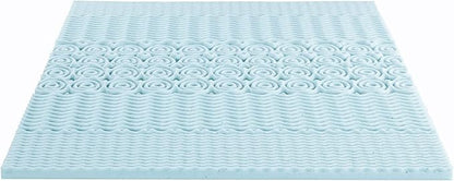 Mellow 2 Inch 5-Zone Memory Foam Mattress Topper, Cooling Gel Infusion, Dorm Essentials, Full Blue