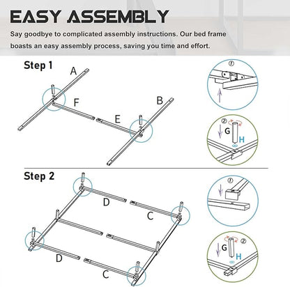 7 Inch Full Metal Bed Frame, Compatible with Most Brand Box Spring Or Mattress, 9-Leg Support Metal Bed Base, Noise-Free, Easy Assembly, Black