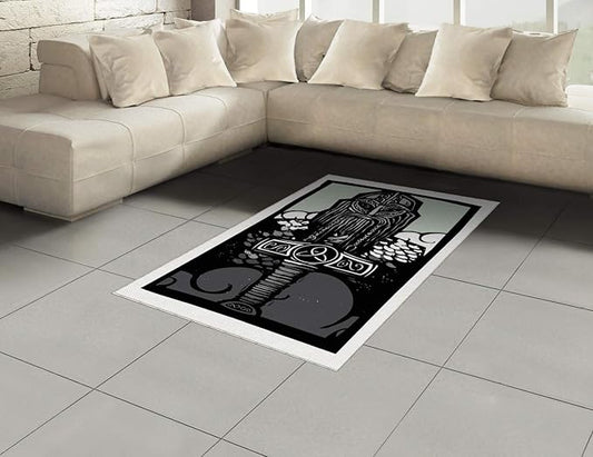 Lunarable Viking Area Rug, Thor Son of Odin Monochrome Design Guardian of Asgard Scandinavian Culture, Flat Woven Accent Rug for Living Room Bedroom Dining Room, 4' X 5' 7", Black White