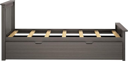 Max & Lily Twin Bed, Wood Bed Frame with Headboard For Kids with Trundle, Slatted, Clay