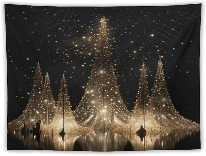MaSiledy Tapestry Silver Lighted Christmas Trees Tapestries for Bedroom Aesthetic Rustic Style Nature Forest Tapestry Wall Hanging Wall Art for Bedroom Living Room Decor Home Decor Landscape 60"x80"