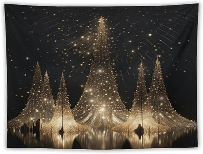 MaSiledy Tapestry Silver Lighted Christmas Trees Tapestries for Bedroom Aesthetic Rustic Style Nature Forest Tapestry Wall Hanging Wall Art for Bedroom Living Room Decor Home Decor Landscape 60"x80"