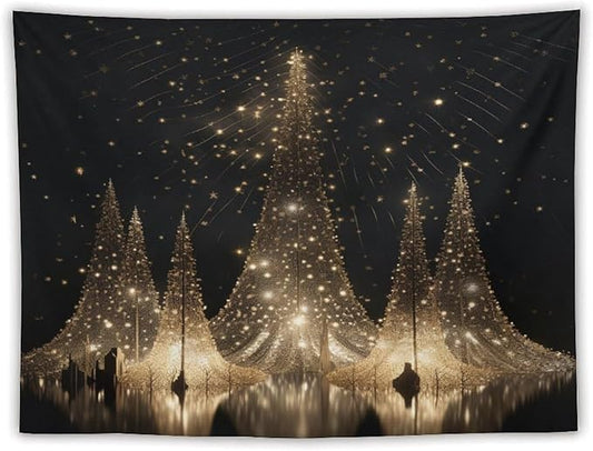 MaSiledy Tapestry Silver Lighted Christmas Trees Tapestries for Bedroom Aesthetic Rustic Style Nature Forest Tapestry Wall Hanging Wall Art for Bedroom Living Room Decor Home Decor Landscape 60"x80"
