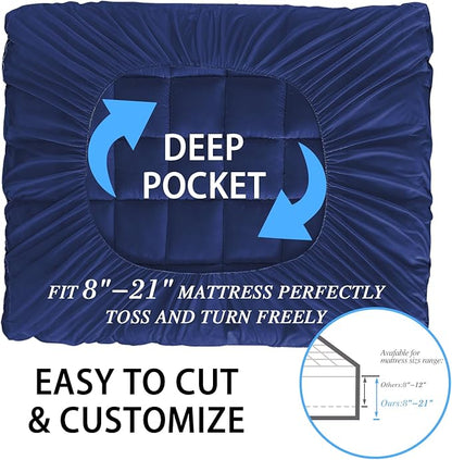 CYMULA Full Size Mattress Topper - Extra Thick Cooling Mattress Pad Cover for Back Pain - Soft Mattress Protector Firm Bed Topper Pillow Top with 8-21 Inch Deep Pocket 3D Snow Down Alternative Fill