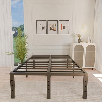 ALDRICH 18 Inch Metal Bed Frame Queen Size - Black Basic Steel Slats Platform, Easy Assembly Heavy Duty Noise Free Bedframes, No Box Spring Needed