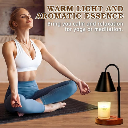Candle Warmer Lamp with Timer Dimmable, Christmas Birthday Gifts for Women Mom, Vintage Candle Lamp, Black Candle Warmer for Jar Scented Candles, Home Decor, Wax Melt Warmer with 2 Bulbs