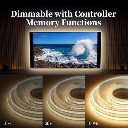 iNextStation COB LED Strip Light, 5V USB 6.6ft 2M 640LEDs Warm White 3000K Dimmable LED Lighting CRI93+ USB Led Strip Lights Flexible LED Tape Lights for TV Backlight, Under Cabinet, Mirror