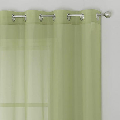 KEQIAOSUOCAI Sage Green Sheer Curtains - Grommet Light Filtering Window Treatment Voile Curtain Panels for Living Room (54 Wide 72 Long Per Panel,2 Panels)