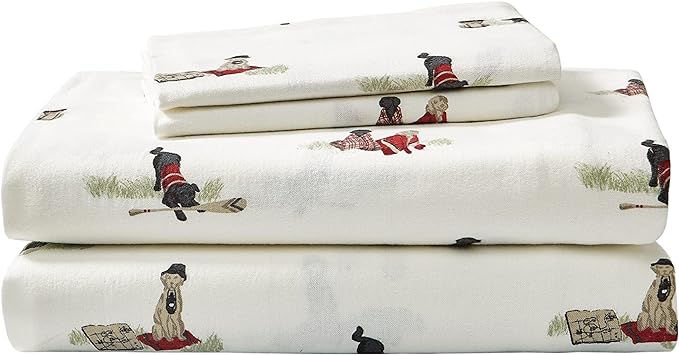 Eddie Bauer - King Sheet Set, Warm Breathable Cotton Flannel Bedding with Deep Pockets, Brushed for Extra Softness, Cozy Home Decor, Oeko-Tex Certified (Retriever Adventure, King)