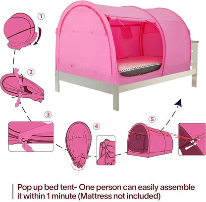 LEEDOR Bed Tent Dream Tents Bed Canopy Shelter Cabin Indoor Privacy Warm Breathable Pop Up Twin/Full/Queen for Kids and Adult Patent Pending(Mattress Not Included)