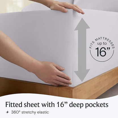 LuxClub 3 PC Sheet Set Bed Sheets Deep Pockets 16" Eco Friendly Wrinkle Free Cooling Machine Washable Hotel Bedding Silky Soft - Dove Gray Twin XL