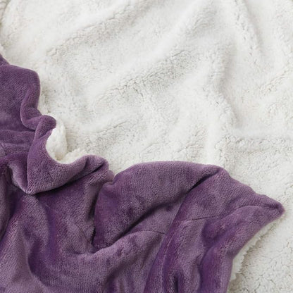 NANPIPER Couch Blanket Reversible Sherpa Flannel Blanket Ultra-Soft Plush Warm Fleece Microfiber (60"x80",Cassis Purple)