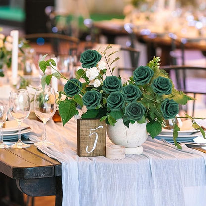 JOYLEX Artificial Flowers Realistic Roses, Real Looking Fake Roses with Stem for DIY Wedding Bouquets Centerpieces Bridal Shower Party Home Romantic Decorations (Peacock Green, Regular 3" - 200pcs)